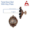 Vintage Twist Bell with Key Plate – Brass Twist Calling Bell – Hand Turn Doorbell - Old Fashioned Door Bell - Antique Copper