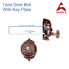 Vintage Twist Bell with Key Plate – Brass Twist Calling Bell – Hand Turn Doorbell - Old Fashioned Door Bell - Antique Copper