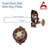 Vintage Twist Bell with Key Plate – Brass Twist Calling Bell – Hand Turn Doorbell - Old Fashioned Door Bell - Antique Copper