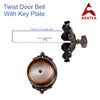 Vintage Twist Bell with Key Plate – Brass Twist Calling Bell – Hand Turn Doorbell - Old Fashioned Door Bell - Oil Rubbed Bronze