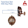 Vintage Twist Bell with Key Plate – Brass Twist Calling Bell – Hand Turn Doorbell - Old Fashioned Door Bell - Antique Copper