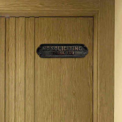 "No Soliciting Thank you" Brass Door Plaque - Oil Rubbed Bronze Finish