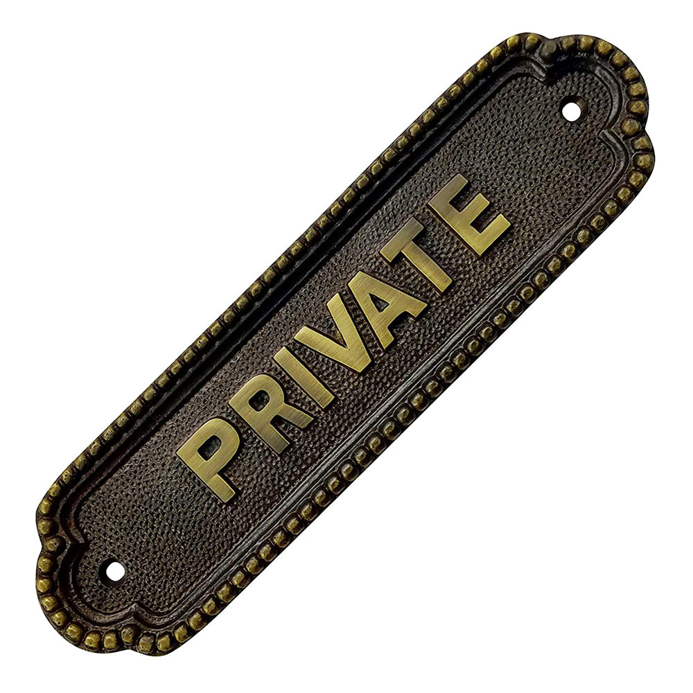 "Private" Brass Door Sign plaque - Antique Brass Finish