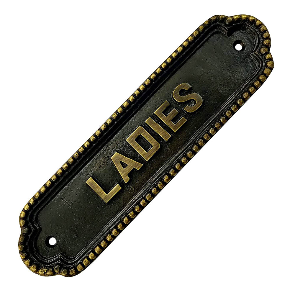 "Ladies" Brass Door Sign Plaque - Antique Brass Finish