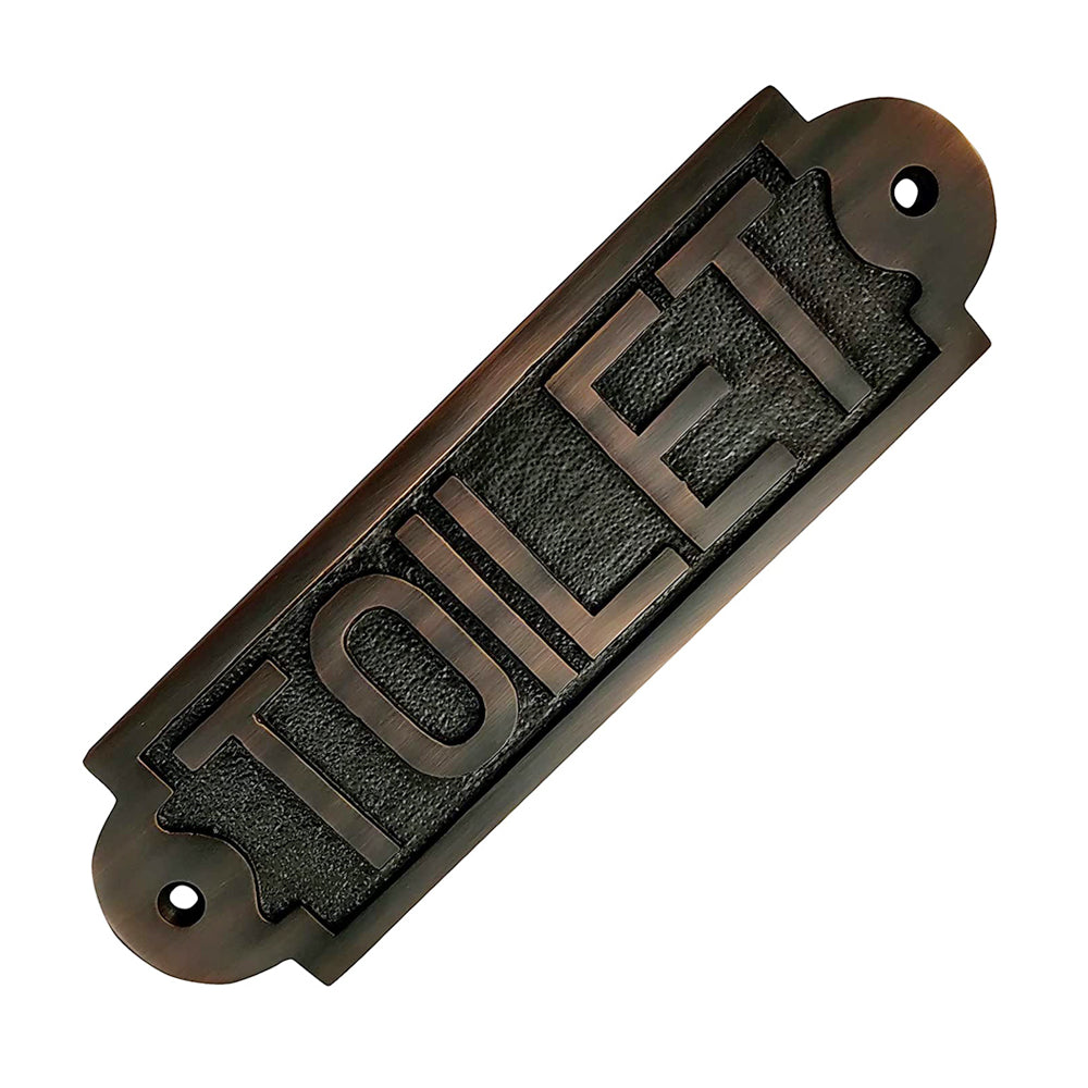 "Toilet" Brass Sign Plaque - Oil Rubbed Bronze Finish