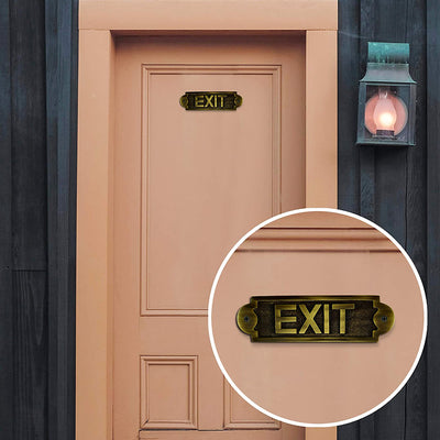 "Exit" Brass Door Sign Plaque - Antique Brass Finish