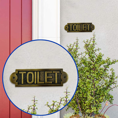 "Toilet" Brass Door Sign Plaque - Antique Brass Finish