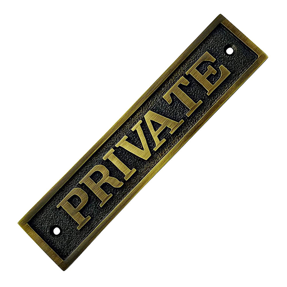 "Private" Brass Door Sign Plaque Antique Brass Finish