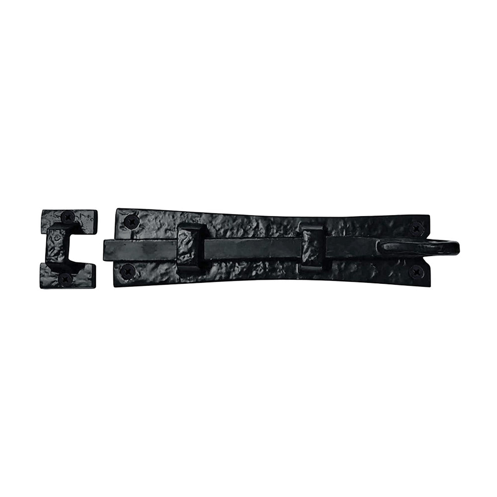 8" Premium Wrought Iron Door Bolt - Black Powder Coated