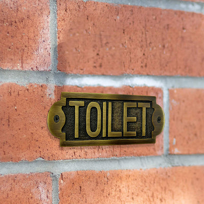 "Toilet" Brass Door Sign Plaque - Antique Brass Finish