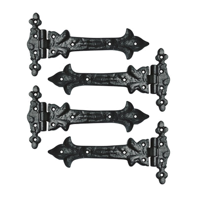 Olenyok T-Hinge Heavy Duty Gate Hinges for Wooden and Metal Fences, Doors, Cabinets - Set of 4 Pieces - Black Powder Coated