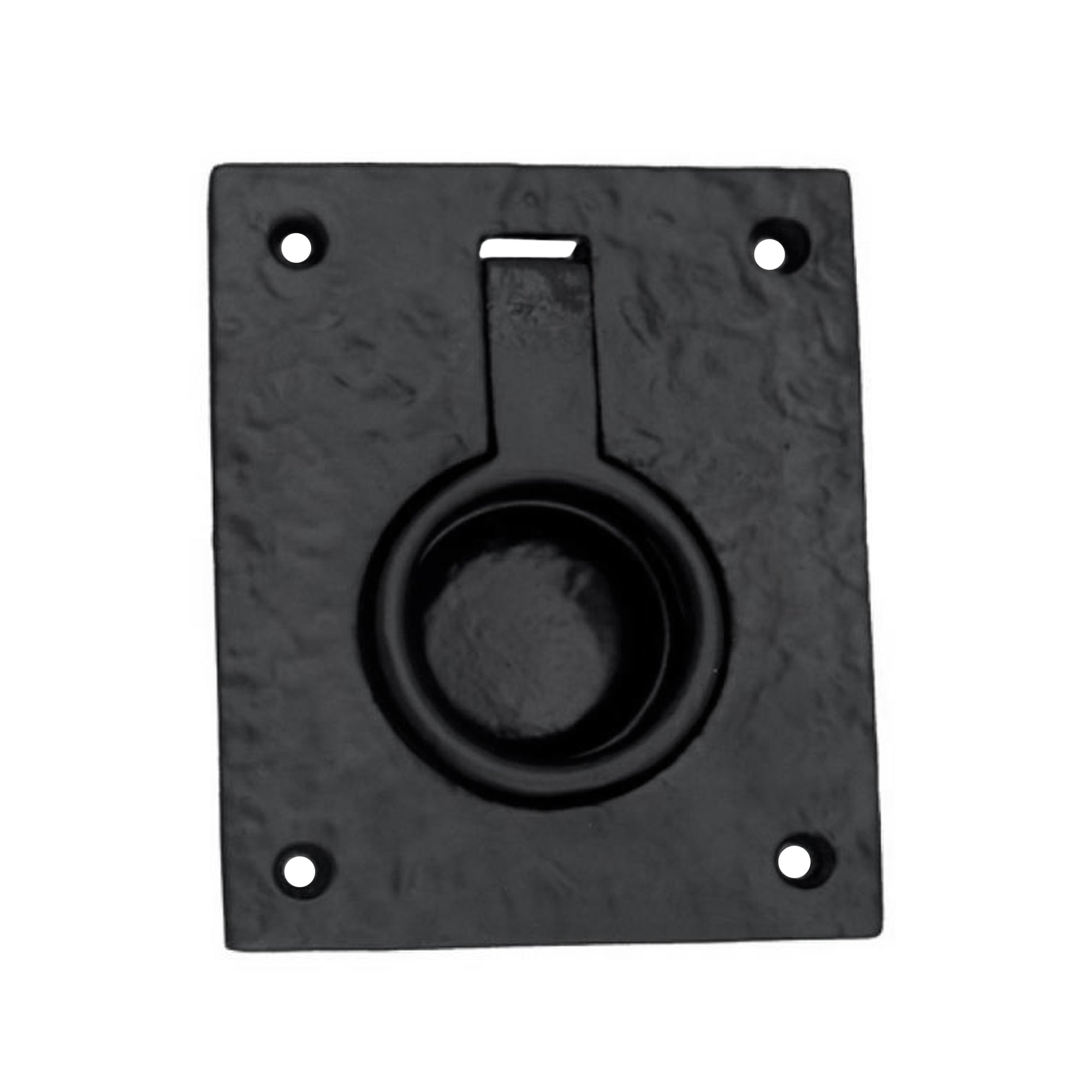 Iron Flush Ring Pull - Black Powder Coated