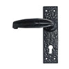 IRON DOOR HANDLE WITH PLATE - BLACK POWDER COATED FINISH