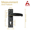 IRON DOOR HANDLE WITH PLATE - BLACK POWDER COATED FINISH