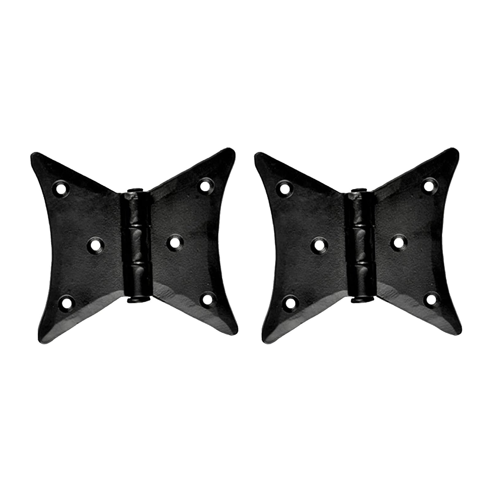 Black Antique Iron Hand Forged Butterfly Cabinet Hinge - Black Powder Coated