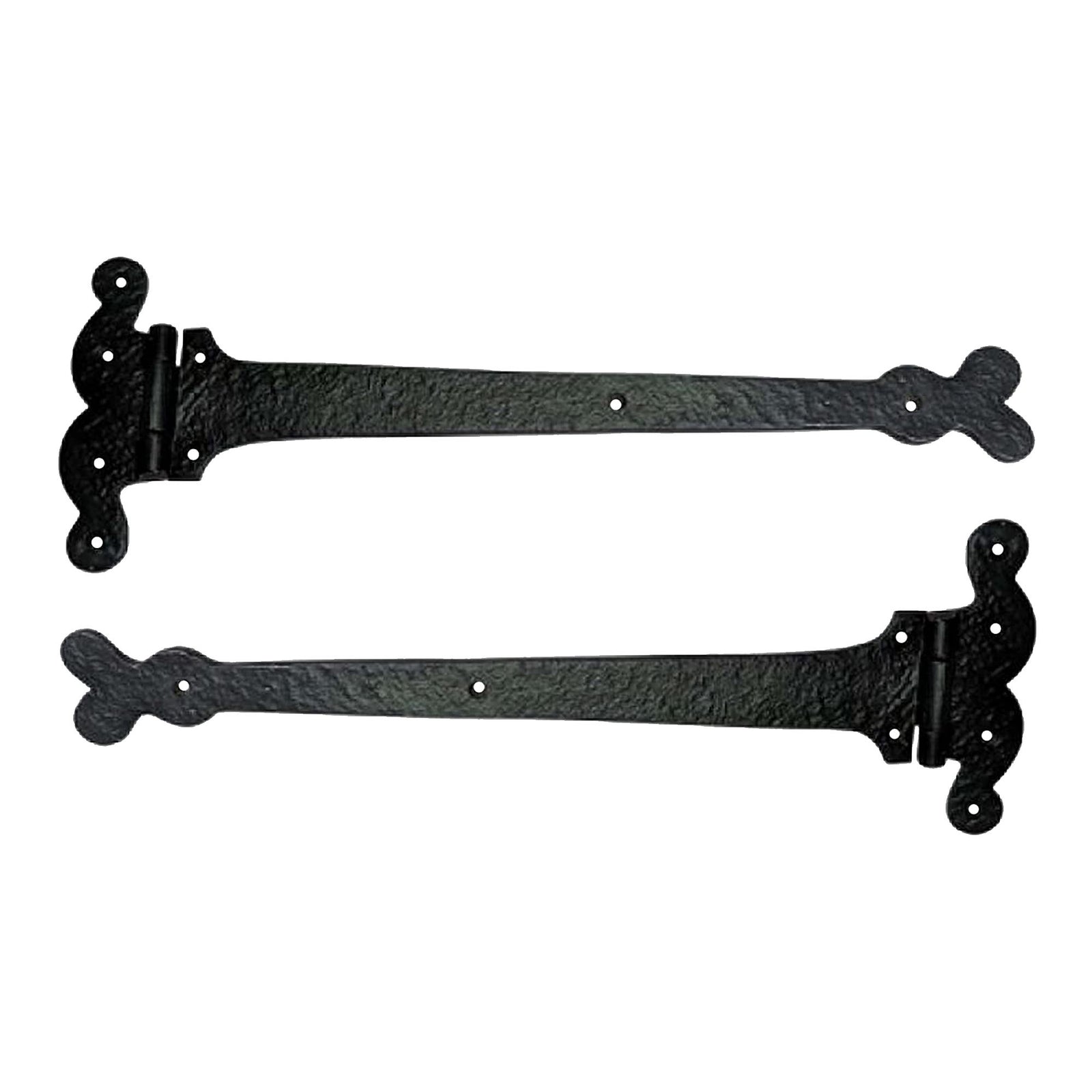 Black Antique Iron Hinge Set - 2 Piece Gate Hinges for Wooden and Metal Fences, Doors, Cabinets - Black Powder Coated