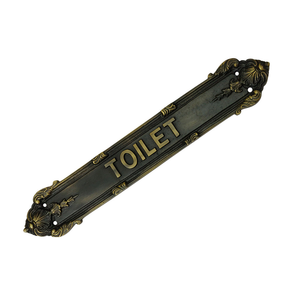 "Toilet" Brass Sign Plaque for House, Office or Restaurant - Antique Brass Finish