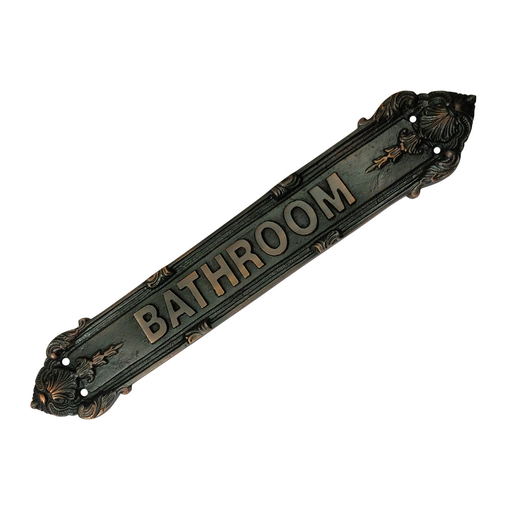 "Bathroom" Brass Door Sign Plaque - Antique Copper