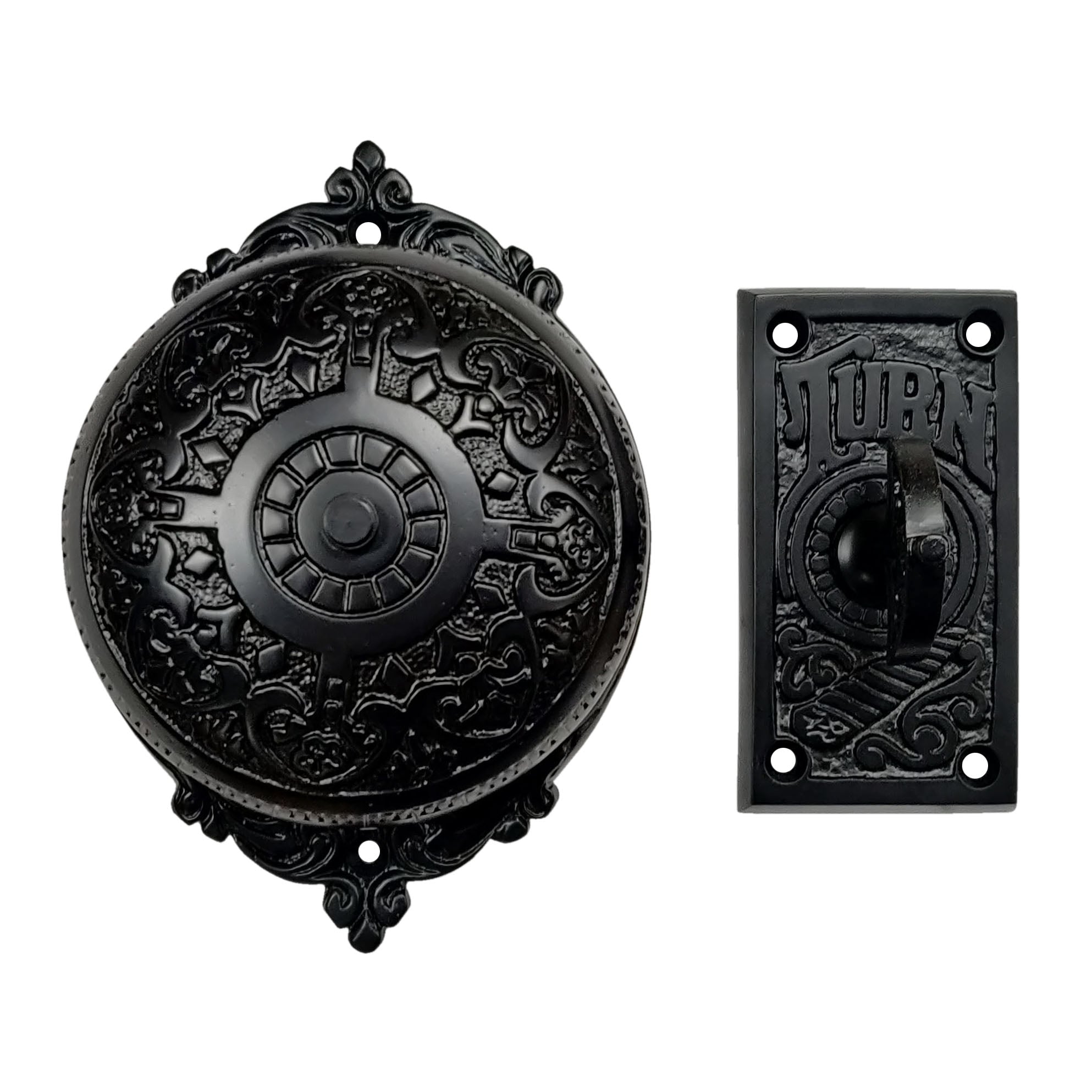 Brass Vintage Twist Bell with Key Plate – Antique Black