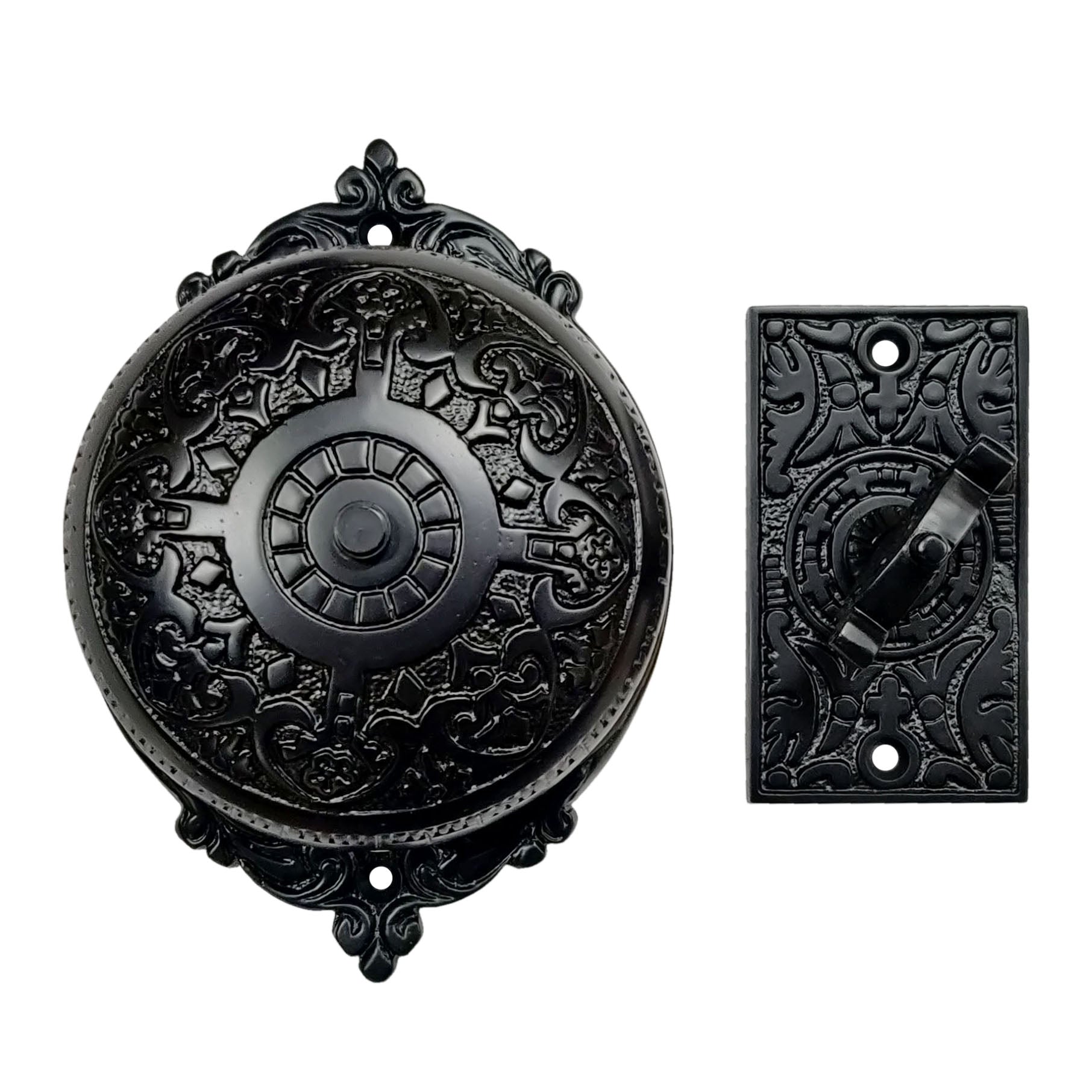 Brass Vintage Twist Bell with Key Plate – Antique Black