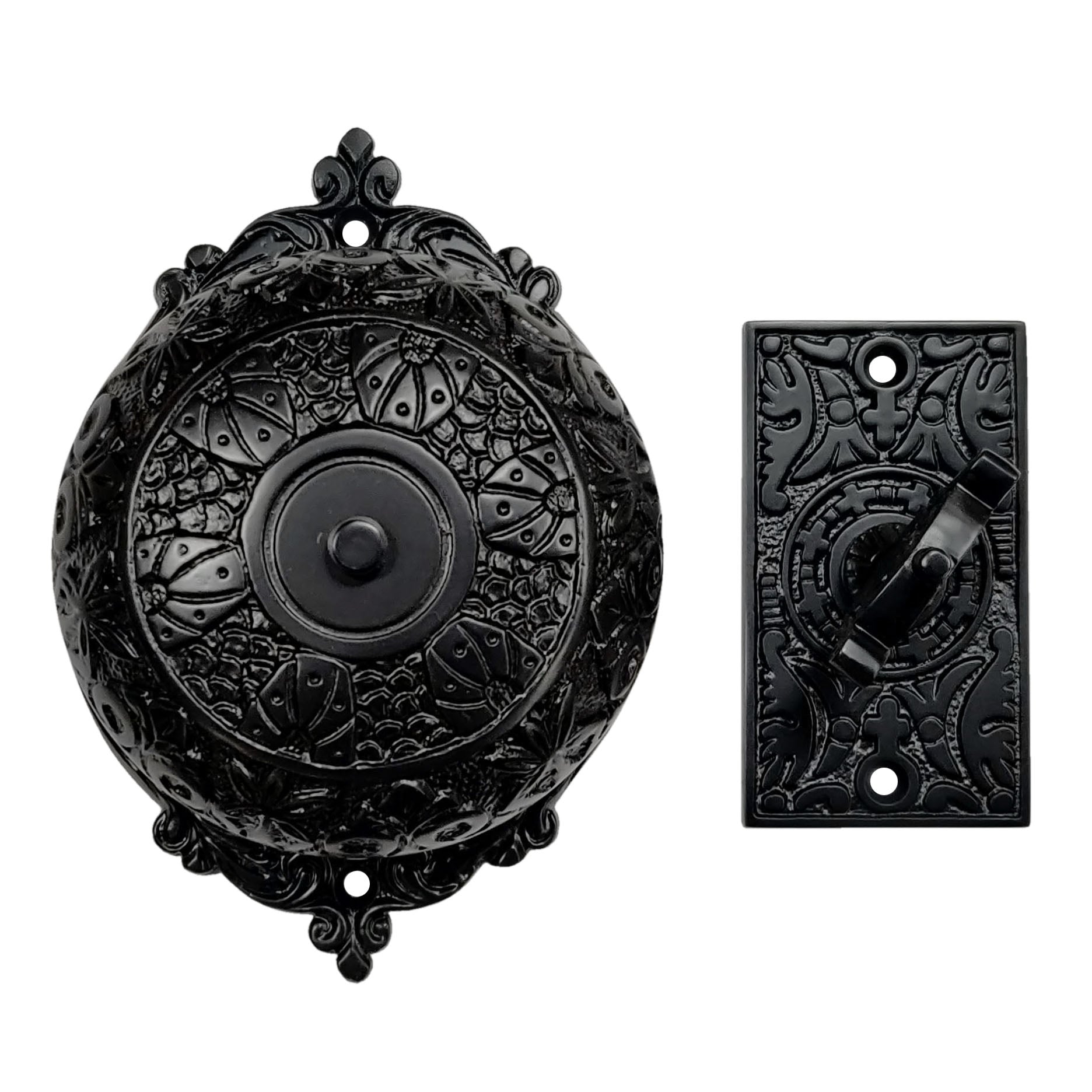 Brass Vintage Twist Bell with Key Plate – Antique Black
