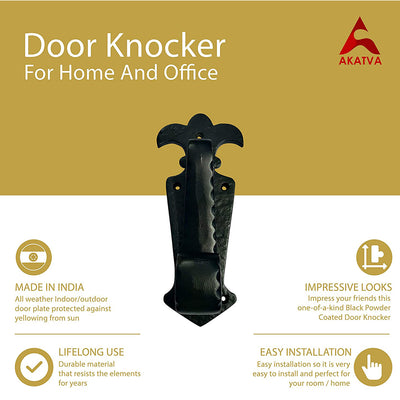 "Leummim" Black Cast Iron Door Knocker - Black Powder Coated Finish