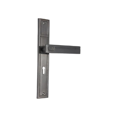 Brass Door Handle with Plate - Black Nickel
