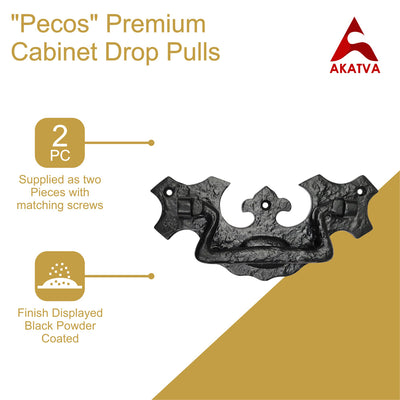 Cast Iron "Pecos" Premium Cabinet Pulls - Black Powder Coated