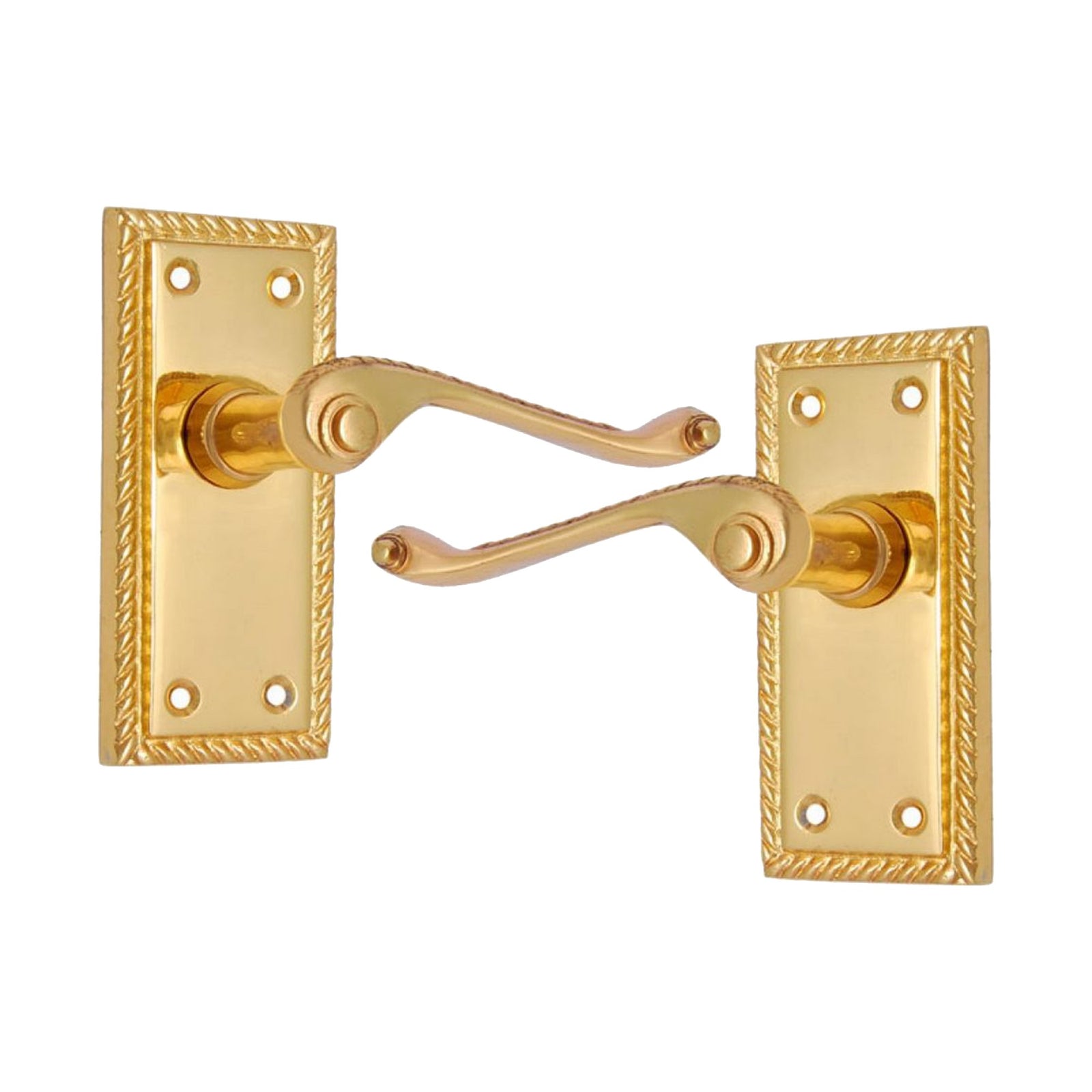 Brass Door Handle with Plate - Polish Lacquered
