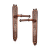 Brass Door Handle with Plate -  Antique Copper