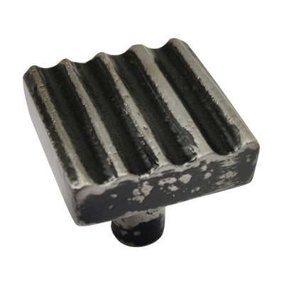 Wave Design Black and Silver Square Knob - Black Antique Finish