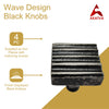 Wave Design Black and Silver Square Knob - Black Antique Finish